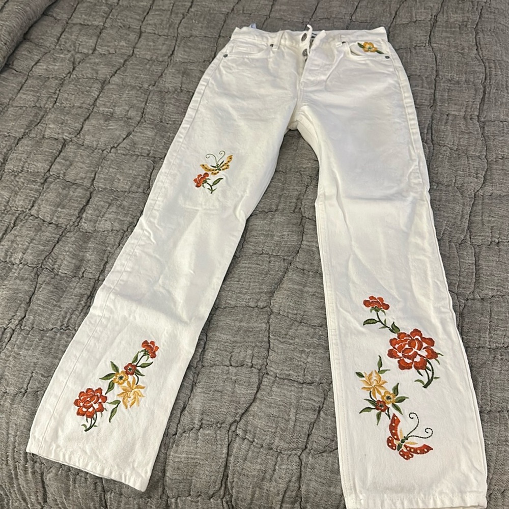 Reformation embroidered jeans nwot